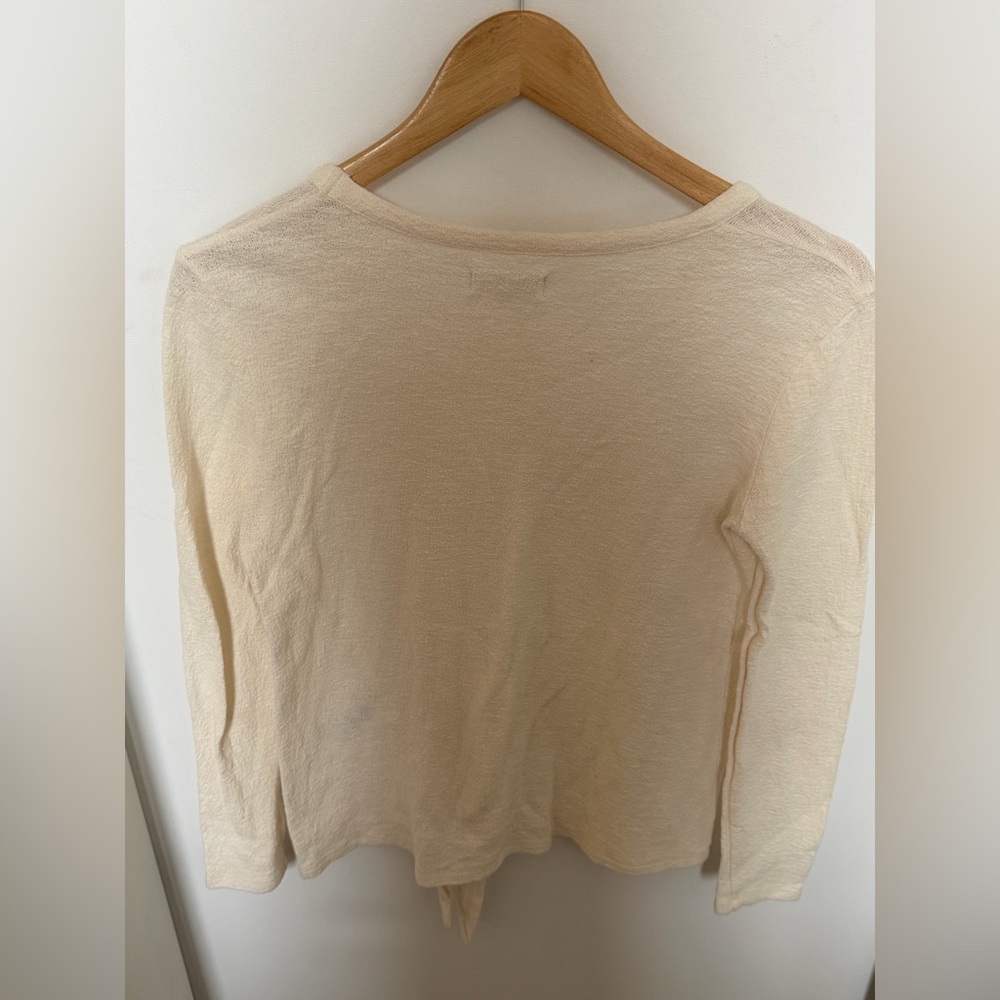 Madewell Cream Tie Front Top Slub Knit Long Sleeve size xsmall - Picture 3 of 9